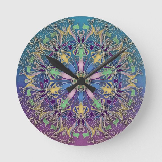 Horloge murale de Mandala colorée (Recto)