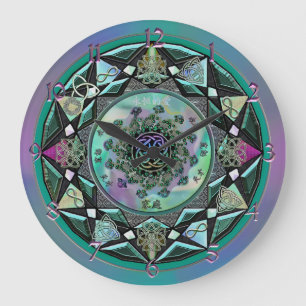 Horloge murale de Mandala mystique de grande taill