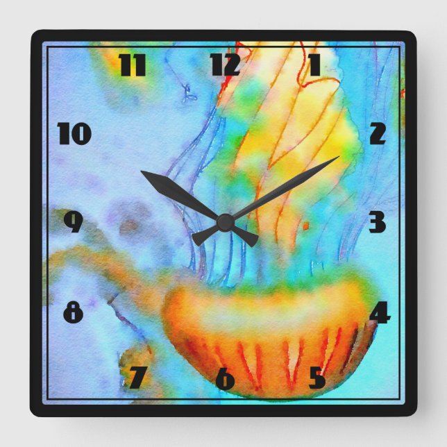Horloge murale de méduse aquarelle (Recto)