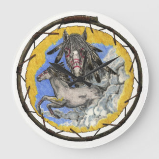 Horloge murale de mustang de temps de Lakota de