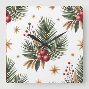 Horloge murale de Noël élégante – Temps hivernal f