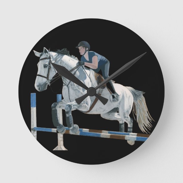 Horloge murale de noir de chasseur/cheval de (Recto)