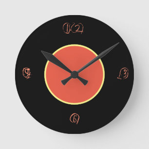 horloge murale de noir et de couleur de pêche