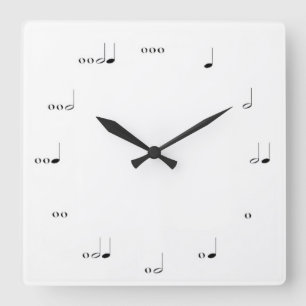 HORLOGE MURALE DE NOTE MUSICALE NOIRE ET BLANCHE