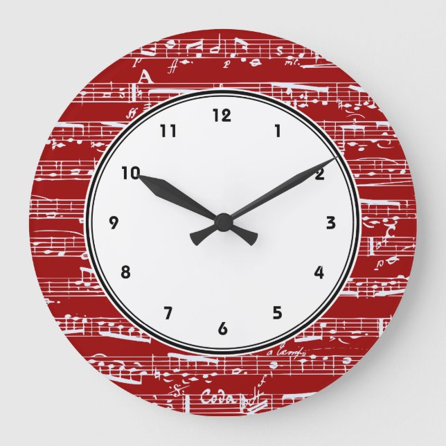 Horloge murale de notes musicales rouges avec chif (Recto)