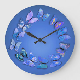 Horloge murale de nouveauté papillon bleu