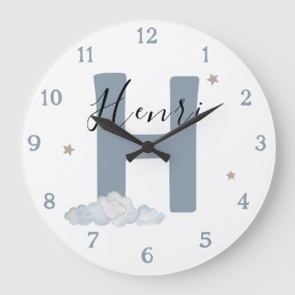 Horloge murale de nurserie avec initiale de monogr