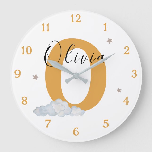 Horloge murale de nurserie avec initiale de monogr (Recto)