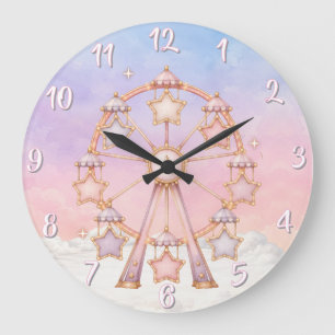 Horloge murale de nurserie Cirque Pastel
