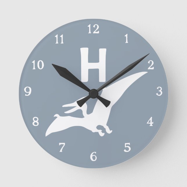 Horloge murale de nurserie monogramme dinosaure Pt (Recto)