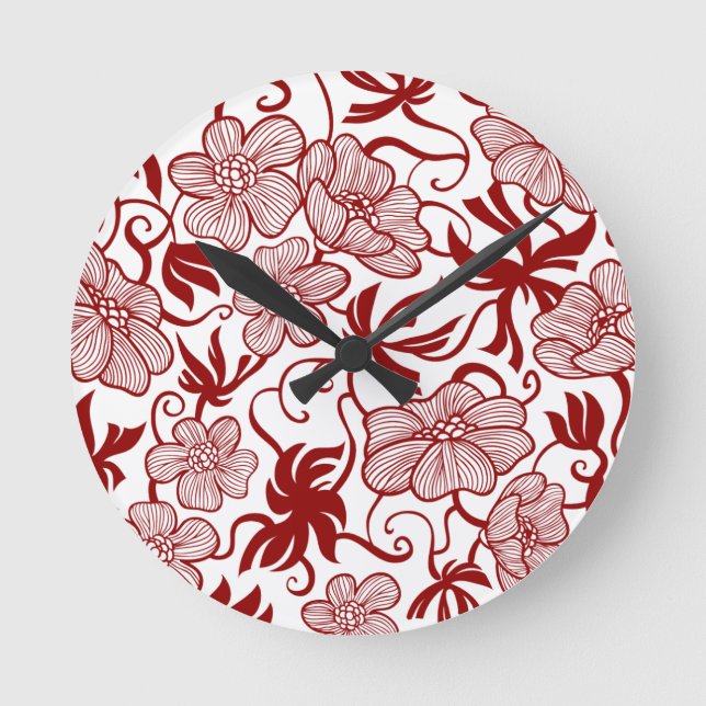 Horloge murale de patchs de fleurs rouges (Recto)