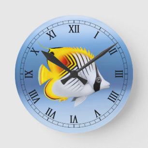 Horloge murale de poissons de papillon de