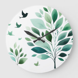 Horloge murale de poulets, cadre naturel rond de 1
