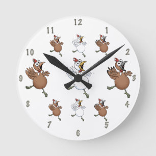 Horloge murale de poulets de bande dessinée