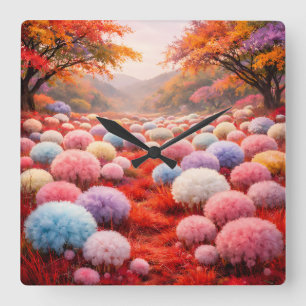 Horloge murale de prairie fantaisiste colorée déco