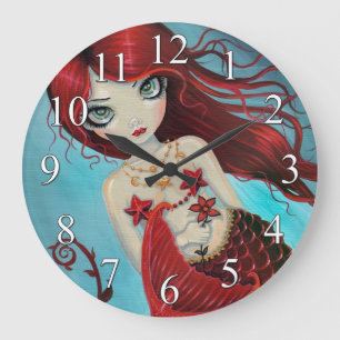 Horloge murale de Ruby Mermaid Imaginaire