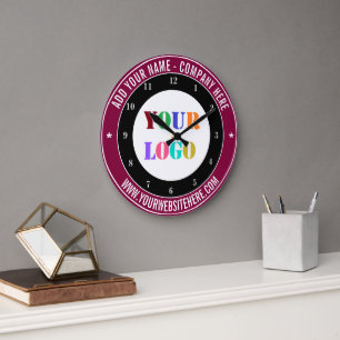 Horloge murale de société avec texte personnalisé