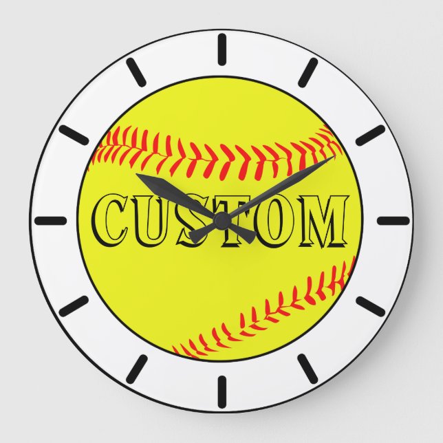 Horloge murale de softball blanc customisé (Recto)