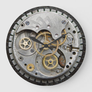Horloge murale de SteamPunk, horloge argentée,