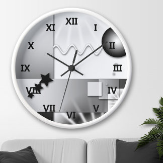 Horloge murale de style Art Déco noir et blanc