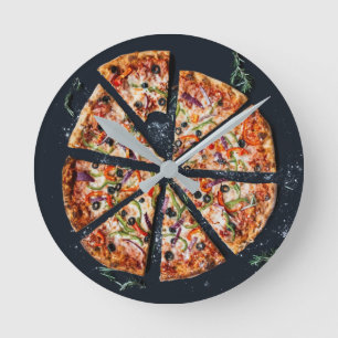Horloge murale de tarte de pizza
