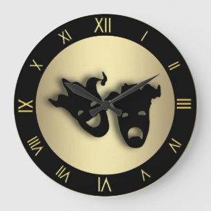Horloge murale de théâtre d'or de comédie et de