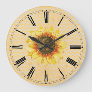 Horloge murale de Tournesol Foncé Chevron