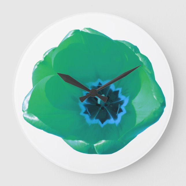Horloge murale de Tulipe verte et bleue (Recto)