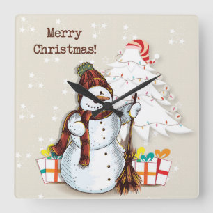 Horloge murale de vacances bonhomme de neige adora