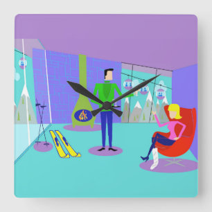 Horloge murale de vacances de ski rétros