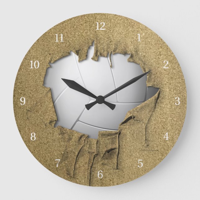Horloge murale de volley-ball déchirée (Recto)