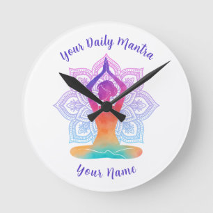 Horloge murale de yoga personnalisée avec nom et m