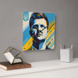 Horloge murale de Zelenskyy Pop Art<br><div class="desc">Zelenskyy Clock apporte un style pop art dynamique à n'importe quelle pièce, rendant hommage au leader ukrainien dans un design carré unique. Idéal pour les amateurs, les amateurs d'art ou ceux qui recherchent une déclaration politique et décorative audacieuse. Merci</div>