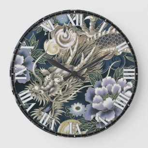 Horloge murale décorative asiatique Dragon motif f