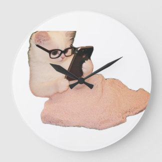 Horloge murale décorative de chat hilarante et fér