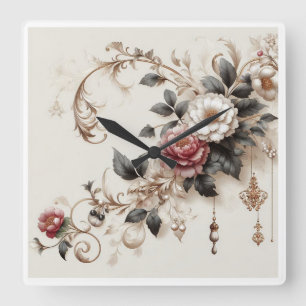 Horloge murale décorative, Flore sophistiqué