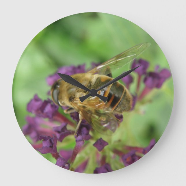 Horloge murale des abeilles et des fleurs violette (Recto)