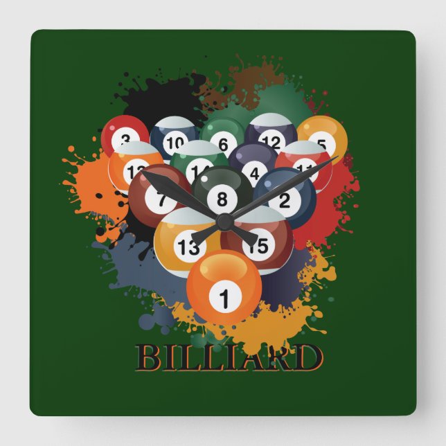 Horloge murale des boules de billard de la piscine (Recto)