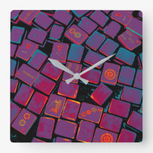Horloge murale des carreaux Mah Jongg