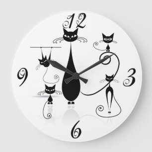 Horloge murale des chats noirs partout