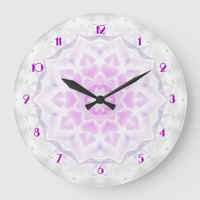 Horloge murale des Coeurs Kaleidoscope rose et bla (Recto)