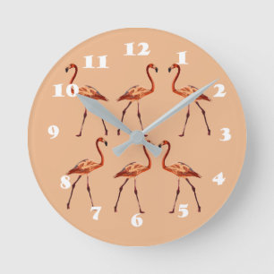 Horloge murale des Flamants roses roses