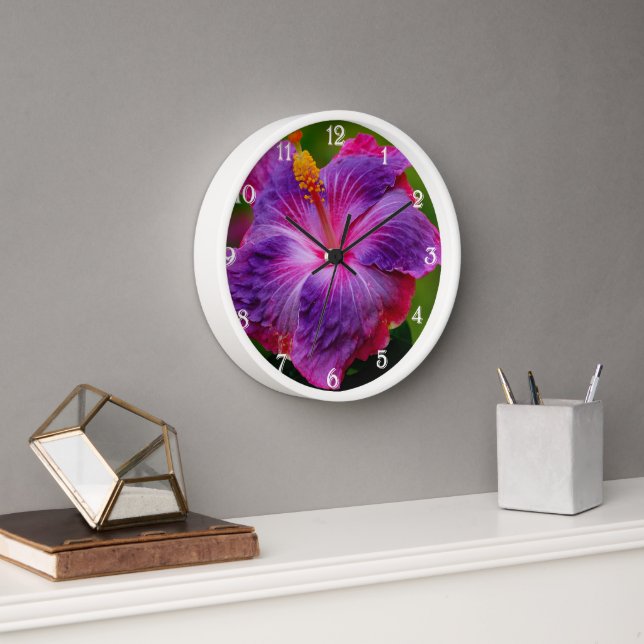 Horloge murale des fleurs d'Hibiscus (Bureau)