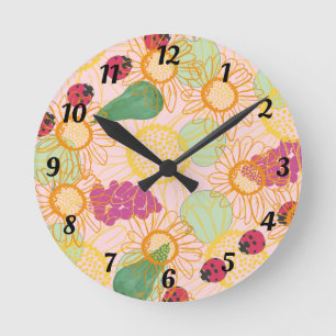 Horloge murale des ladybirds et des fruits