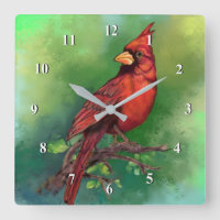 Horloge murale des oiseaux du Cardinal rouge du No