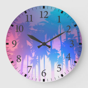 Horloge murale des palmiers couché de soleil