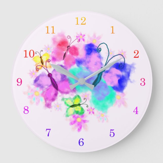 Horloge murale des papillons Spring Joy - Aquarell (Recto)