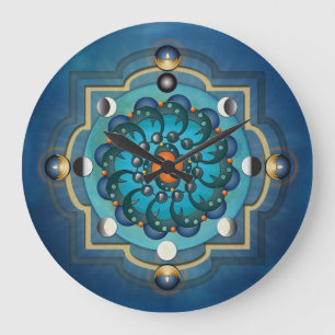 Horloge murale des phases de la lune de Mandala
