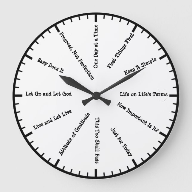 Horloge murale des slogans de sobriété en 12 étape (Recto)