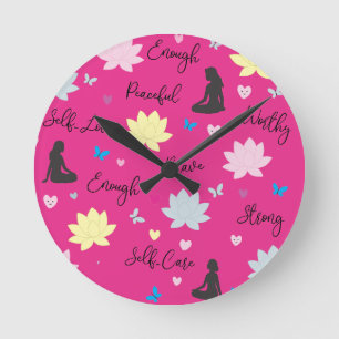 Horloge murale   Design Boho Lotus Rose (Aiguilles